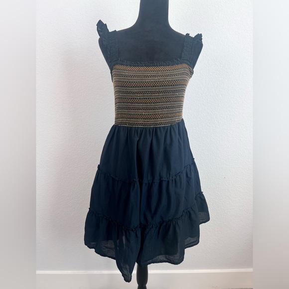 J. Crew Ruffle Sleeve Smocked Sun Embroidered Mini Dress Size Small - Picture 1 of 11